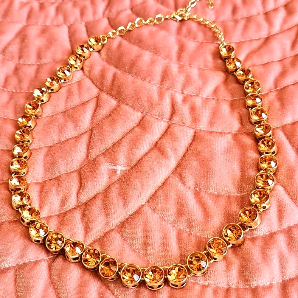 Champagne colored crystal necklace
